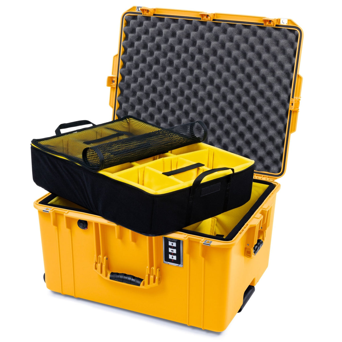 Pelican 1637 Air Case - Yellow - 2 - Layer Yellow Padded Microfiber Dividers / Convolute Lid Foam