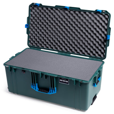 Pelican 1646 Air Case, Trekking Green with Blue Handles, Latches & Trolley Pick & Pluck Foam with Convoluted Lid Foam ColorCase 016460-0001-560-121-120