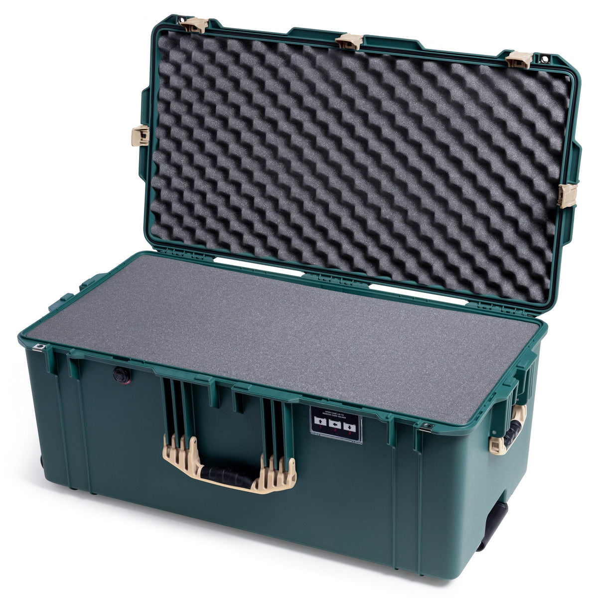 Pelican 1646 Air Case, Trekking Green with Desert Tan Handles &amp; Latches Pick &amp; Pluck Foam with Convoluted Lid Foam ColorCase 016460-0001-560-311