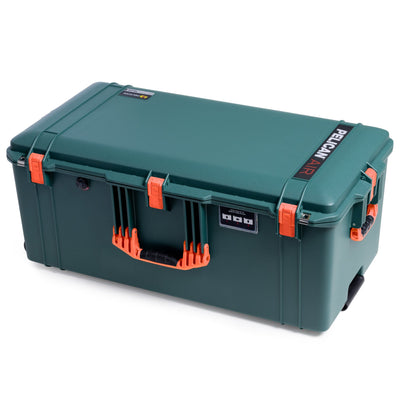 Pelican 1646 Air Case, Trekking Green with Orange Handles, Latches & Trolley ColorCase