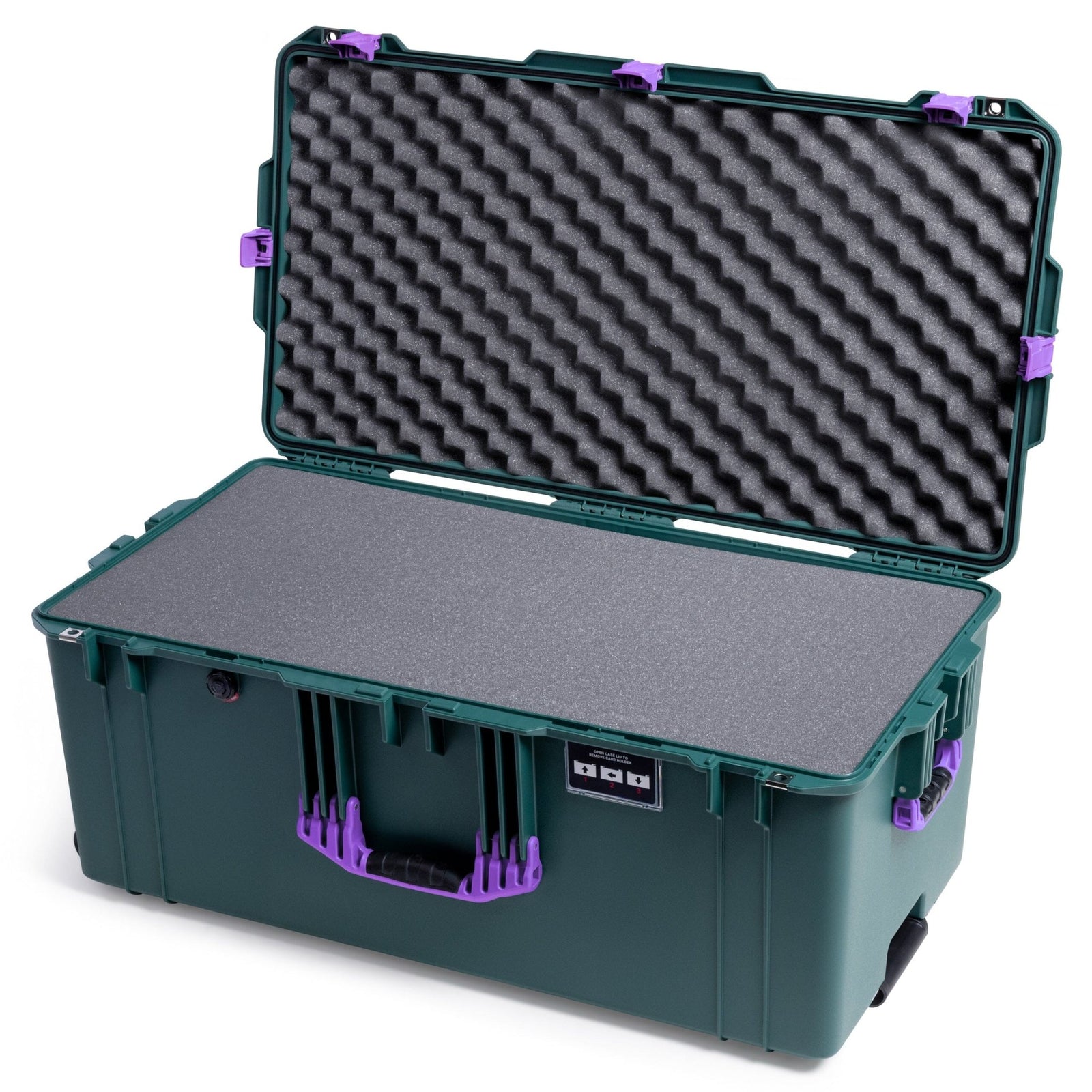 Pelican 1646 Air Case, Trekking Green with Purple Handles & Latches Pick & Pluck Foam with Convoluted Lid Foam ColorCase 016460-0001-560-371
