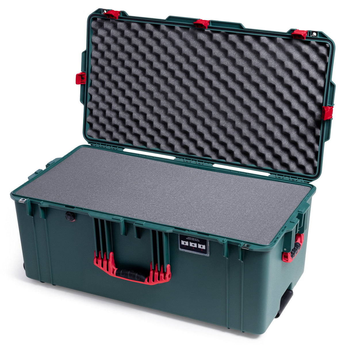 Pelican 1646 Air Case, Trekking Green with Red Handles &amp; Latches Pick &amp; Pluck Foam with Convoluted Lid Foam ColorCase 016460-0001-560-321