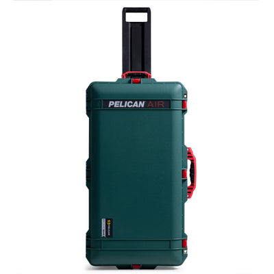 Pelican 1646 Air Case, Trekking Green with Red Handles, Latches & Trolley ColorCase