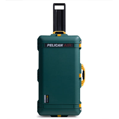 Pelican 1646 Air Case, Trekking Green with Yellow Handles, Latches & Trolley ColorCase