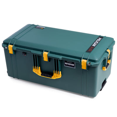 Pelican 1646 Air Case, Trekking Green with Yellow Handles, Latches & Trolley ColorCase