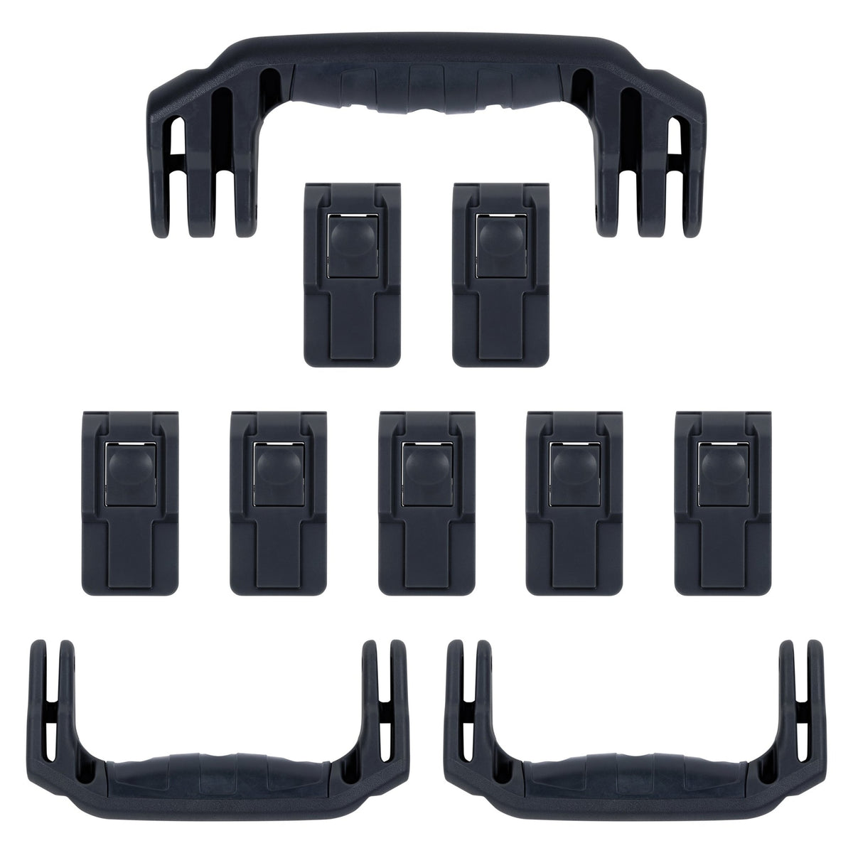 Pelican 1650 Replacement Handles &amp; Push-Button Latches Set - Black -