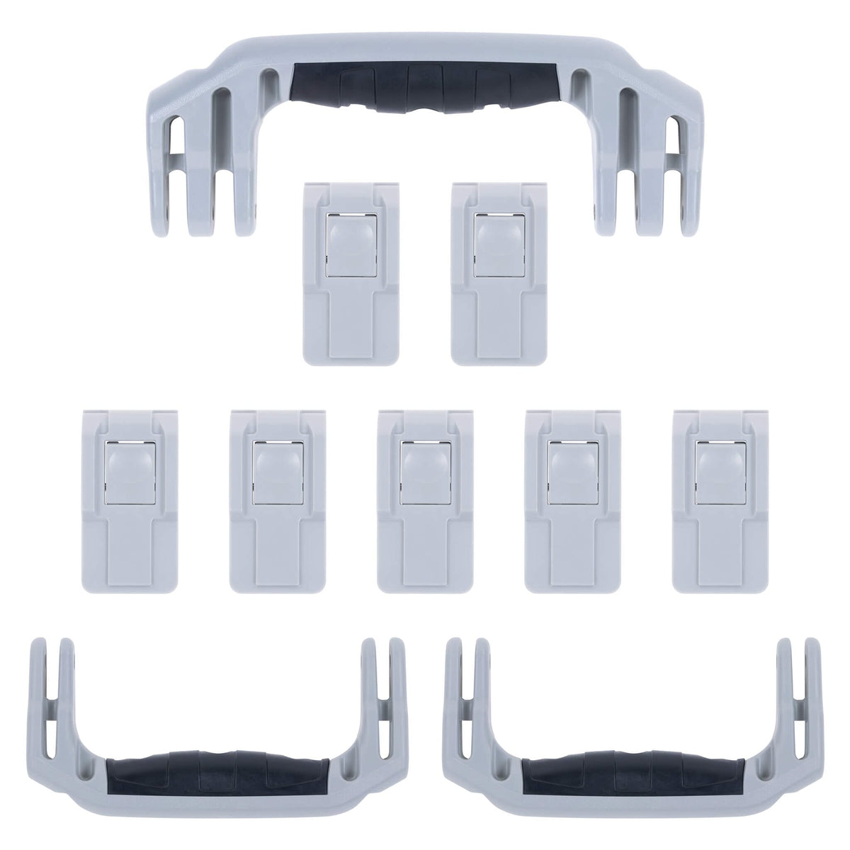 Pelican 1650 Replacement Handles &amp; Push-Button Latches Set - Silver -