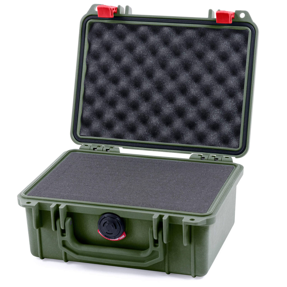 Pelican 1150 Case, OD Green with Red Latches Pick &amp; Pluck Foam with Convolute Lid Foam ColorCase 011500-0001-130-320