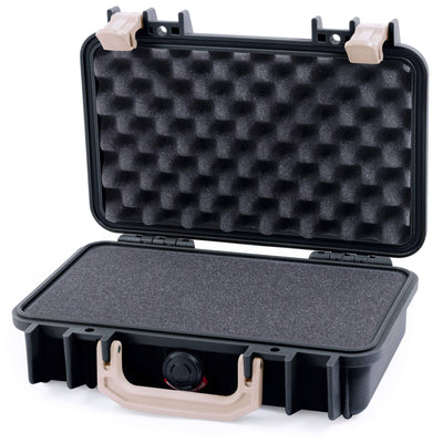 Pelican 1170 Case, Black with Desert Tan Handle & Latches Pick & Pluck Foam with Convolute Lid Foam ColorCase 011700-0001-110-310