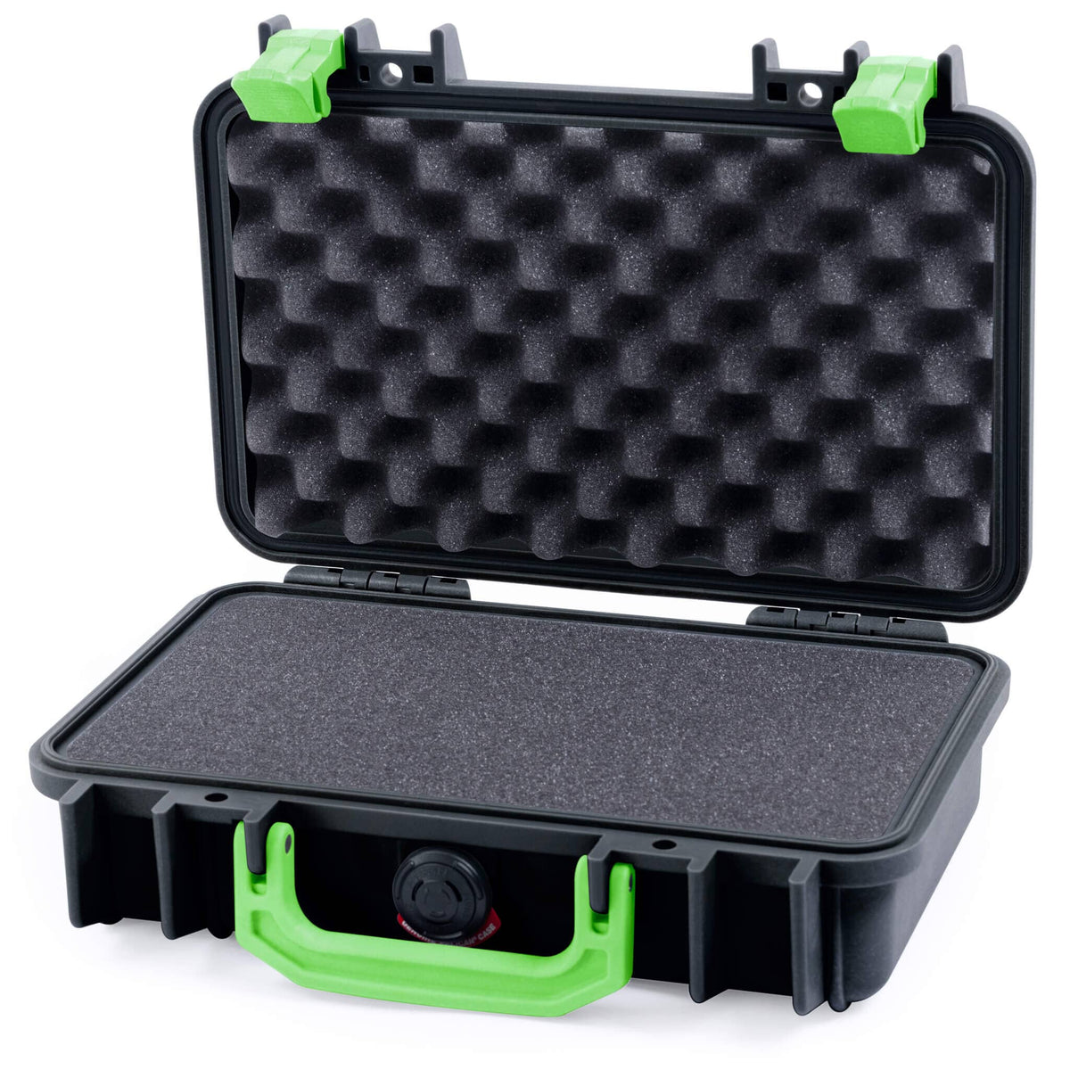 Pelican 1170 Case, Black with Lime Green Handle &amp; Latches Pick &amp; Pluck Foam with Convolute Lid Foam ColorCase 011700-0001-110-300