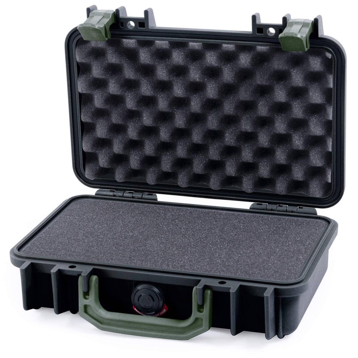 Pelican 1170 Case, Black with OD Green Handle &amp; Latches Pick &amp; Pluck Foam with Convolute Lid Foam ColorCase 011700-0001-110-130