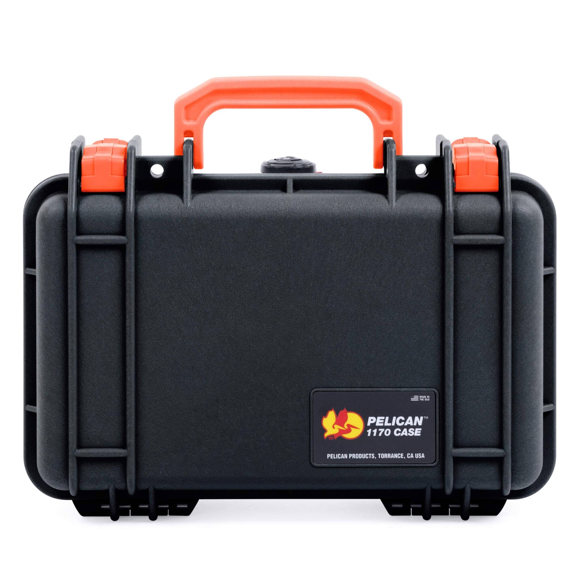 Pelican 1170 Case, Black with Orange Handle & Latches ColorCase 