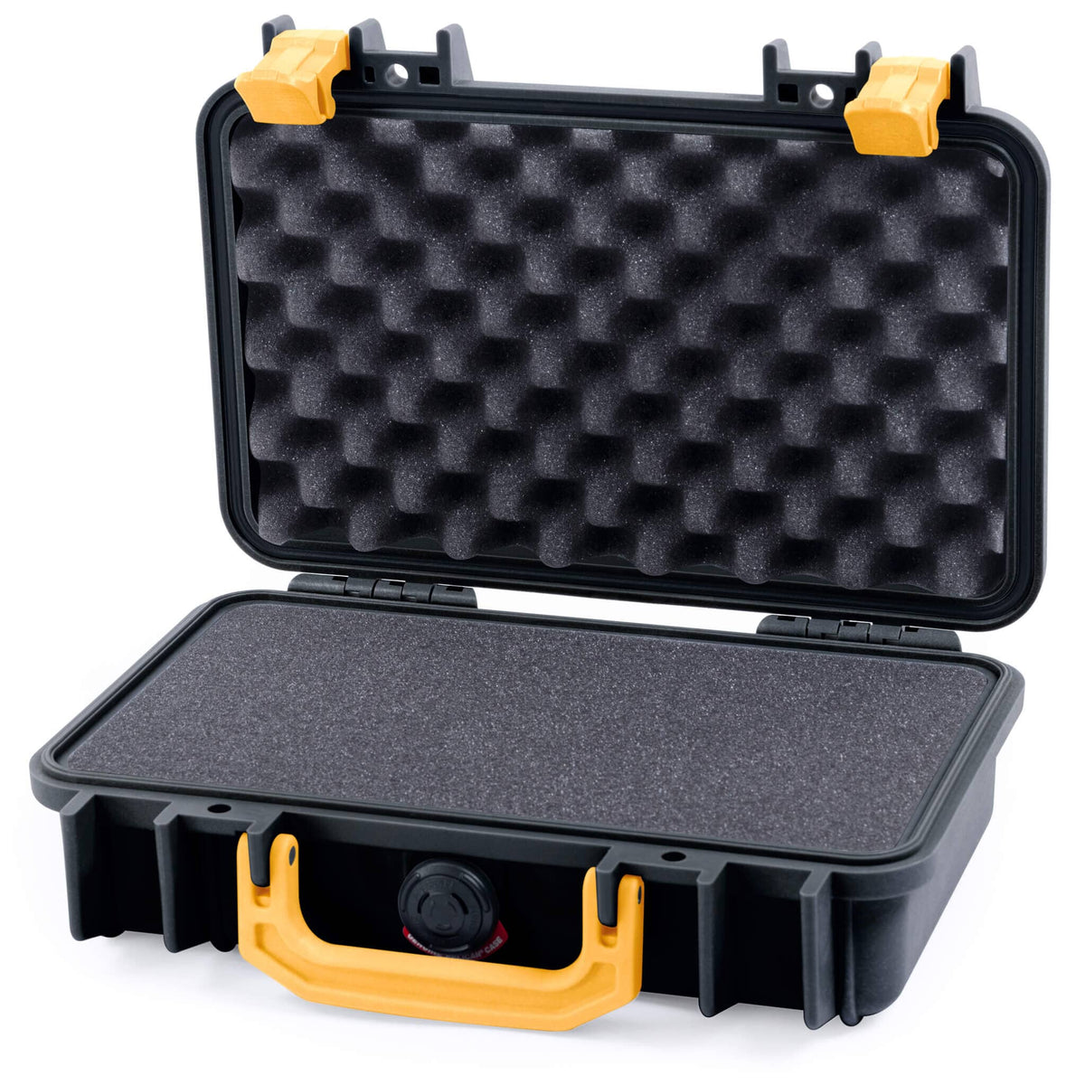 Pelican 1170 Case, Black with Yellow Handle &amp; Latches Pick &amp; Pluck Foam with Convolute Lid Foam ColorCase 011700-0001-110-240