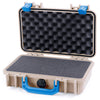 Pelican 1170 Case, Desert Tan with Blue Handle & Latches Pick & Pluck Foam with Convolute Lid Foam ColorCase 011700-0001-310-120
