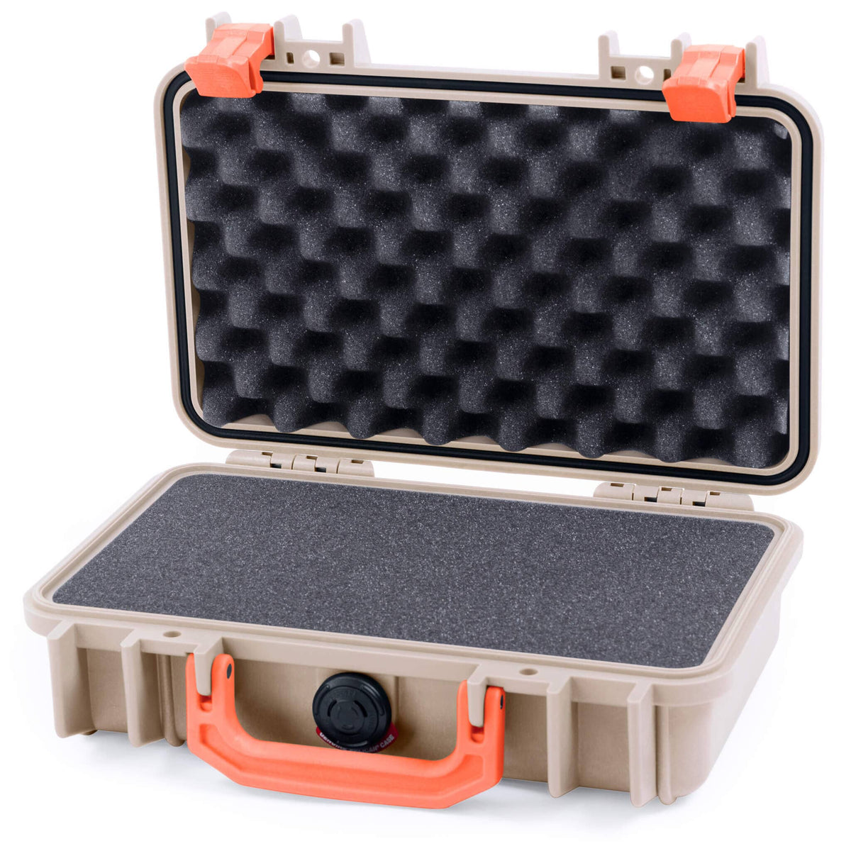 Pelican 1170 Case, Desert Tan with Orange Handle &amp; Latches Pick &amp; Pluck Foam with Convolute Lid Foam ColorCase 011700-0001-310-150