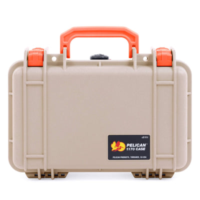 Pelican 1170 Case, Desert Tan with Orange Handle & Latches ColorCase