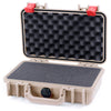 Pelican 1170 Case, Desert Tan with Red Latches Pick & Pluck Foam with Convolute Lid Foam ColorCase 011700-0001-310-320