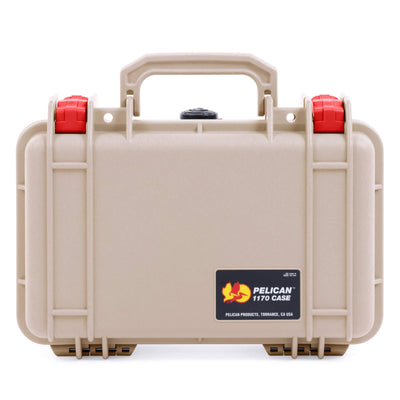 Pelican 1170 Case, Desert Tan with Red Latches ColorCase