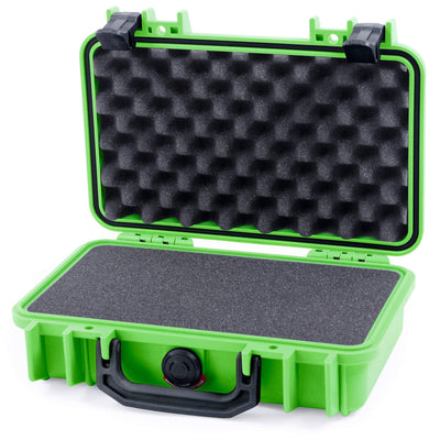 Pelican 1170 Case, Lime Green with Black Handle & Latches Pick & Pluck Foam with Convolute Lid Foam ColorCase 011700-0001-300-110