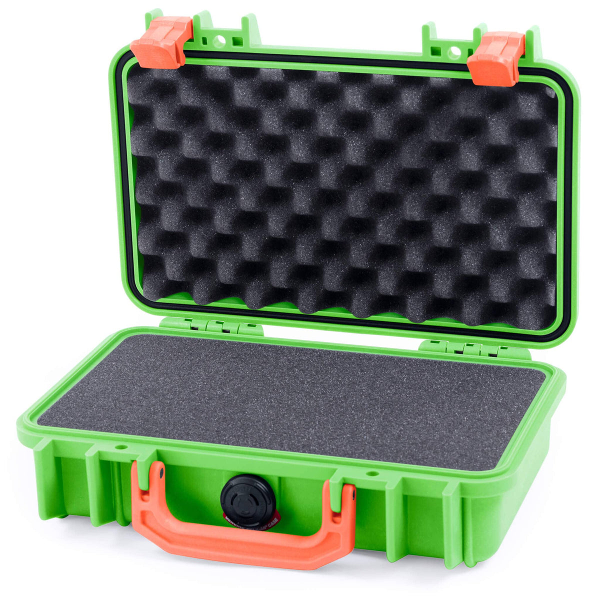 Pelican 1170 Case, Lime Green with Orange Handle &amp; Latches Pick &amp; Pluck Foam with Convolute Lid Foam ColorCase 011700-0001-300-150