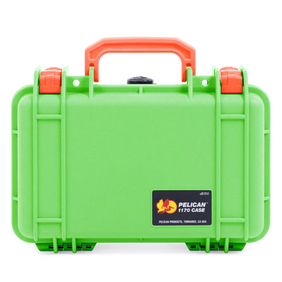 Pelican 1170 Case, Lime Green with Orange Handle & Latches ColorCase