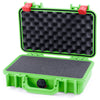 Pelican 1170 Case, Lime Green with Red Latches Pick & Pluck Foam with Convolute Lid Foam ColorCase 011700-0001-300-320