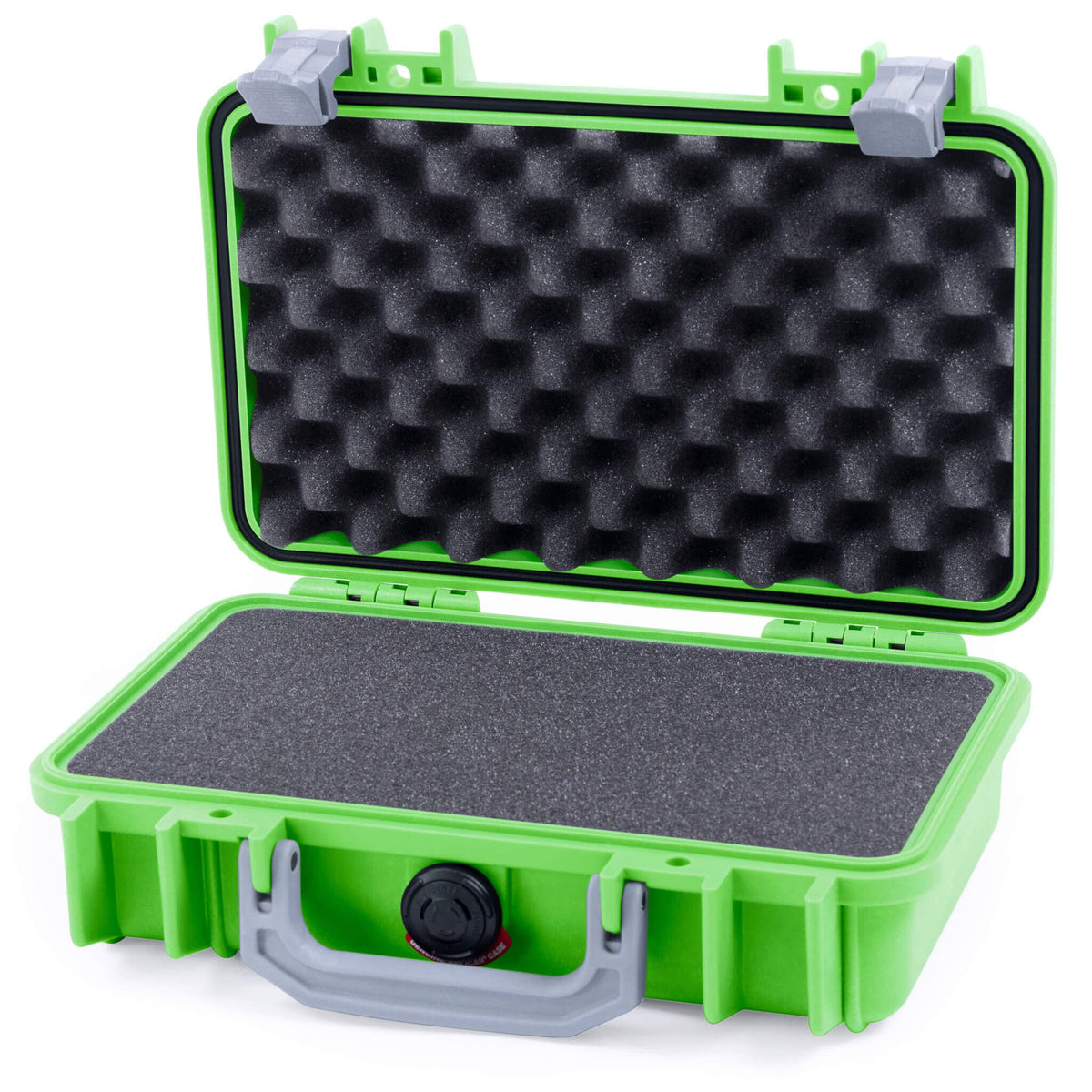 Pelican 1170 Case, Lime Green with Silver Handle &amp; Latches Pick &amp; Pluck Foam with Convolute Lid Foam ColorCase 011700-0001-300-180
