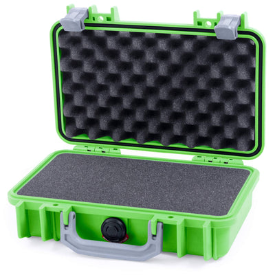 Pelican 1170 Case, Lime Green with Silver Handle & Latches Pick & Pluck Foam with Convolute Lid Foam ColorCase 011700-0001-300-180