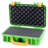 Pelican 1170 Case, Lime Green with Yellow Handle & Latches Pick & Pluck Foam with Convolute Lid Foam ColorCase 011700-0001-300-240