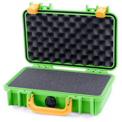 Pelican 1170 Case, Lime Green with Yellow Handle & Latches Pick & Pluck Foam with Convolute Lid Foam ColorCase 011700-0001-300-240