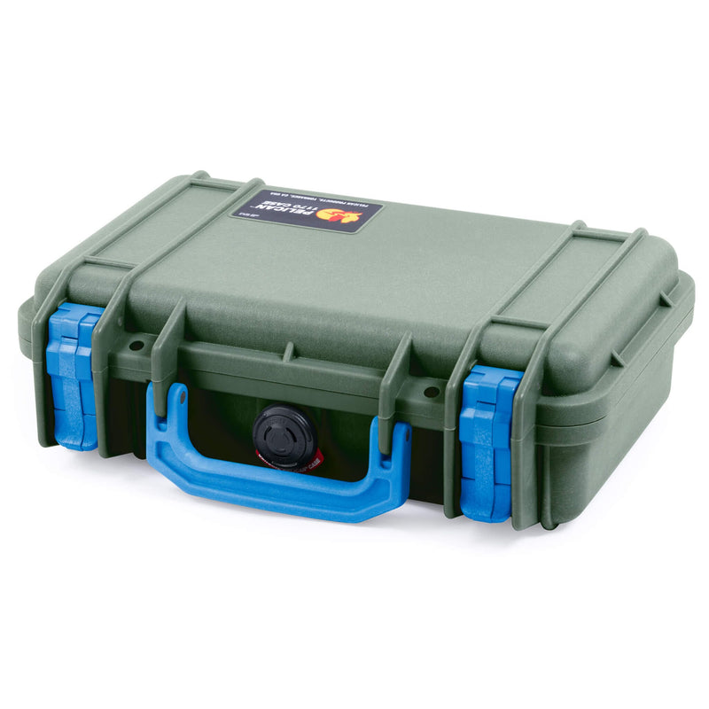 Pelican 1170 Case, OD Green with Blue Handle & Latches ColorCase 