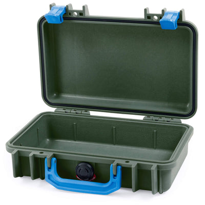 Pelican 1170 Case, OD Green with Blue Handle & Latches None (Case Only) ColorCase 011700-0000-130-120