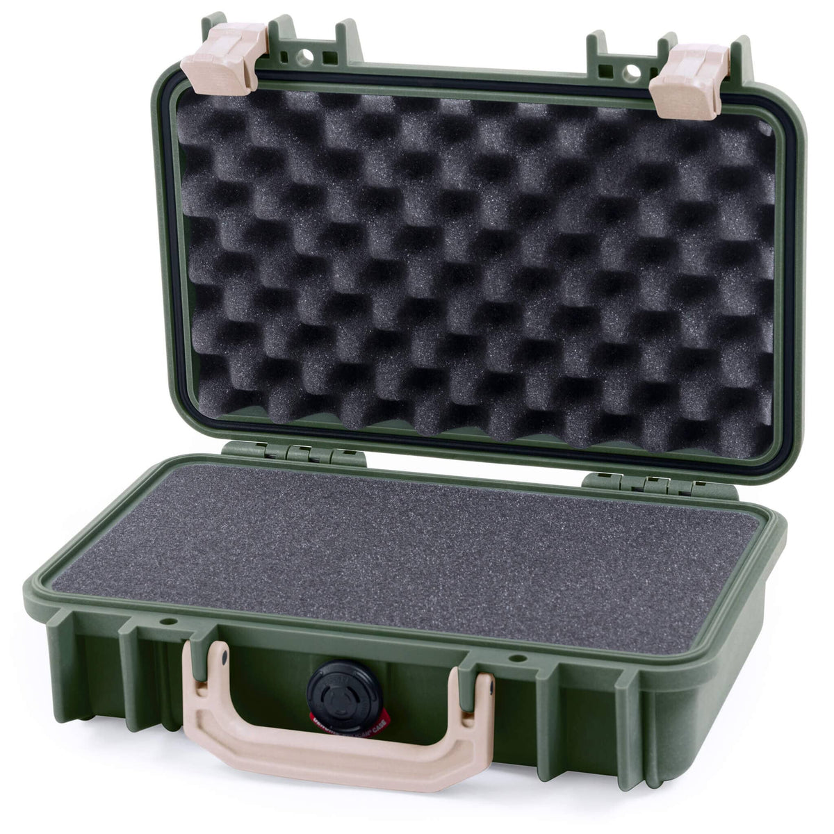 Pelican 1170 Case, OD Green with Desert Tan Handle &amp; Latches Pick &amp; Pluck Foam with Convolute Lid Foam ColorCase 011700-0001-130-310