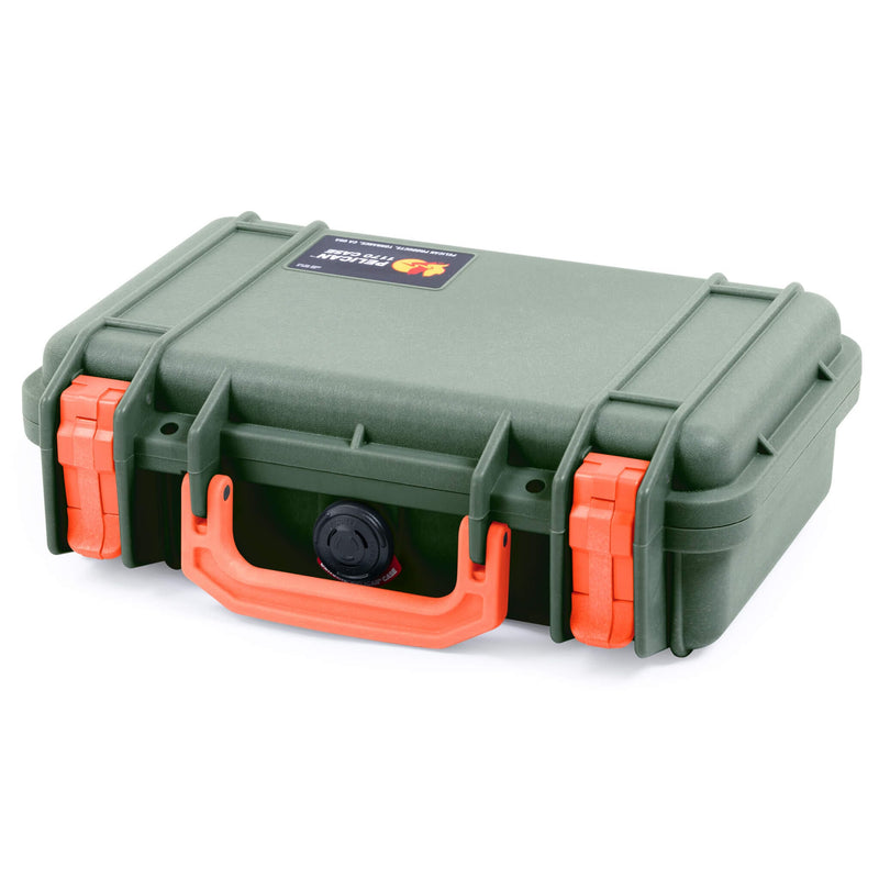 Pelican 1170 Case, OD Green with Orange Handle & Latches ColorCase 