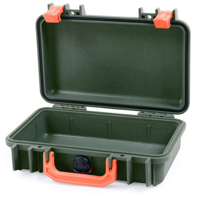 Pelican 1170 Case, OD Green with Orange Handle & Latches None (Case Only) ColorCase 011700-0000-130-150