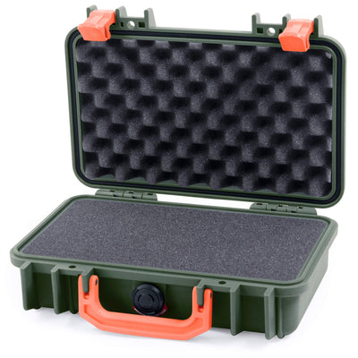 Pelican 1170 Case, OD Green with Orange Handle & Latches Pick & Pluck Foam with Convolute Lid Foam ColorCase 011700-0001-130-150