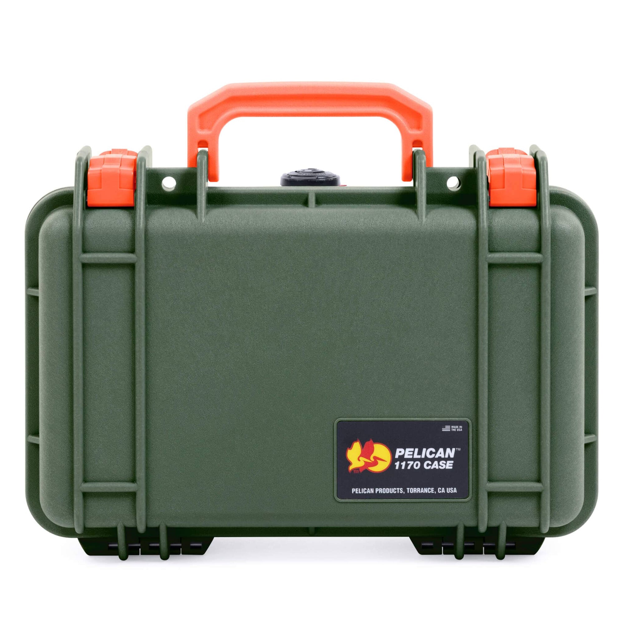 Pelican 1170 Case, OD Green with Orange Handle & Latches ColorCase 