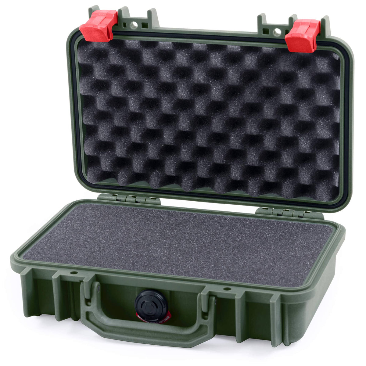 Pelican 1170 Case, OD Green with Red Latches Pick &amp; Pluck Foam with Convolute Lid Foam ColorCase 011700-0001-130-320