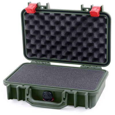 Pelican 1170 Case, OD Green with Red Latches Pick & Pluck Foam with Convolute Lid Foam ColorCase 011700-0001-130-320