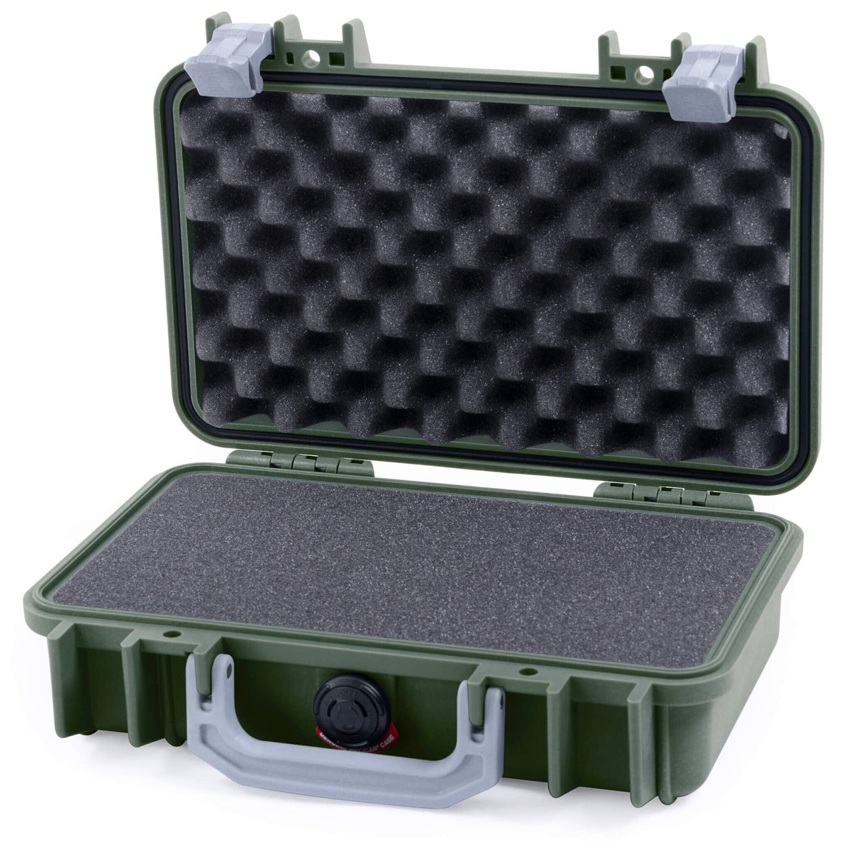 Pelican 1170 Case, OD Green with Silver Handle &amp; Latches Pick &amp; Pluck Foam with Convolute Lid Foam ColorCase 011700-0001-130-180