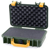 Pelican 1170 Case, OD Green with Yellow Handle & Latches Pick & Pluck Foam with Convolute Lid Foam ColorCase 011700-0001-130-240