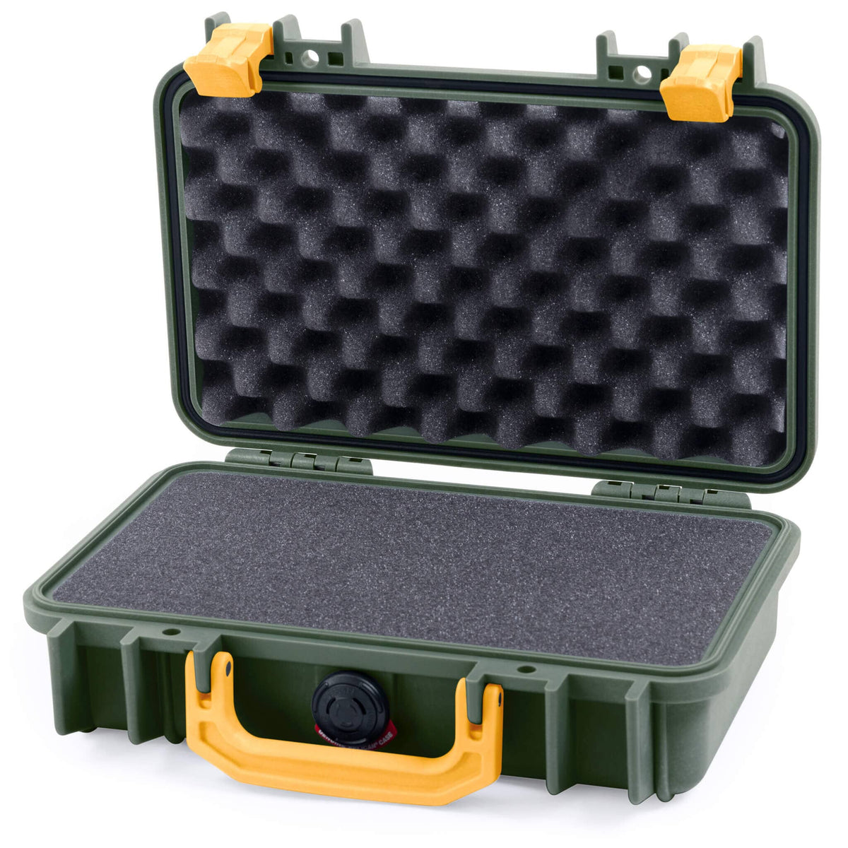 Pelican 1170 Case, OD Green with Yellow Handle &amp; Latches Pick &amp; Pluck Foam with Convolute Lid Foam ColorCase 011700-0001-130-240