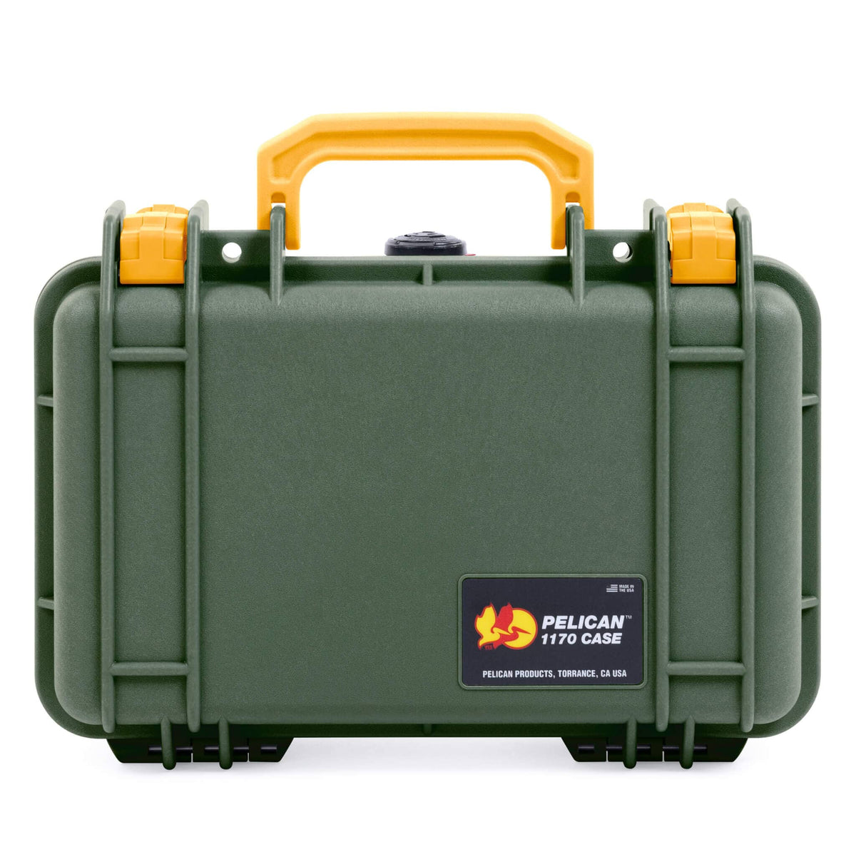 Pelican 1170 Case, OD Green with Yellow Handle &amp; Latches ColorCase 