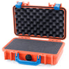 Pelican 1170 Case, Orange with Blue Handle & Latches Pick & Pluck Foam with Convolute Lid Foam ColorCase 011700-0001-150-120