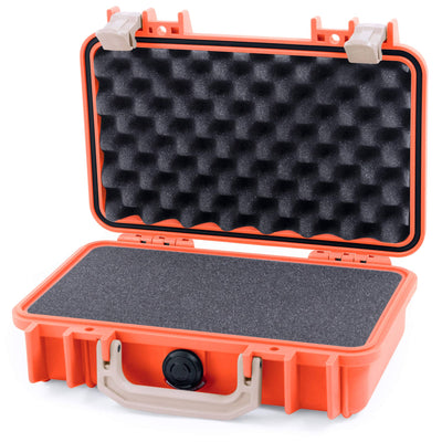 Pelican 1170 Case, Orange with Desert Tan Handle & Latches Pick & Pluck Foam with Convolute Lid Foam ColorCase 011700-0001-150-310