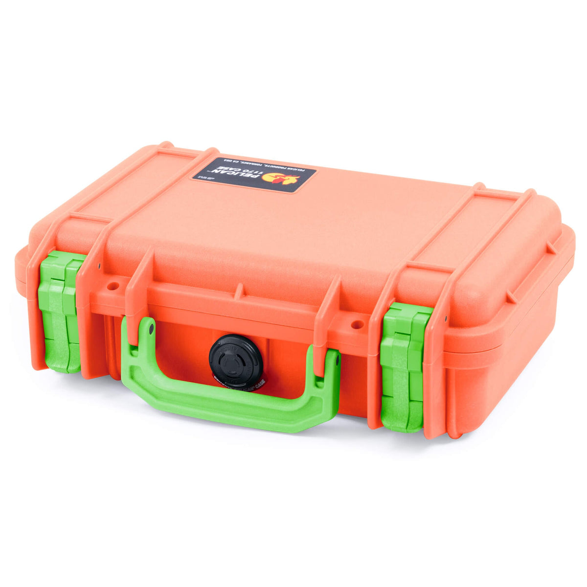 Pelican 1170 Case, Orange with Lime Green Handle &amp; Latches ColorCase 