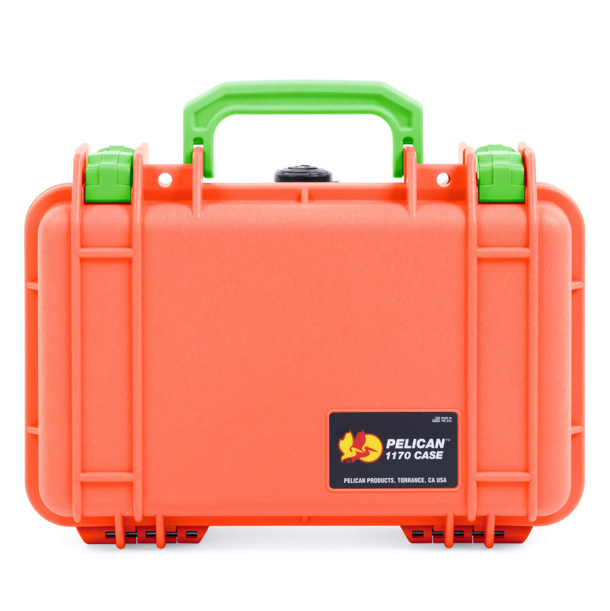Pelican 1170 Case, Orange with Lime Green Handle &amp; Latches ColorCase 