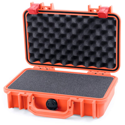 Pelican 1170 Case, Orange with Red Latches Pick & Pluck Foam with Convolute Lid Foam ColorCase 011700-0001-150-320