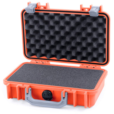 Pelican 1170 Case, Orange with Silver Handle & Latches Pick & Pluck Foam with Convolute Lid Foam ColorCase 011700-0001-150-180