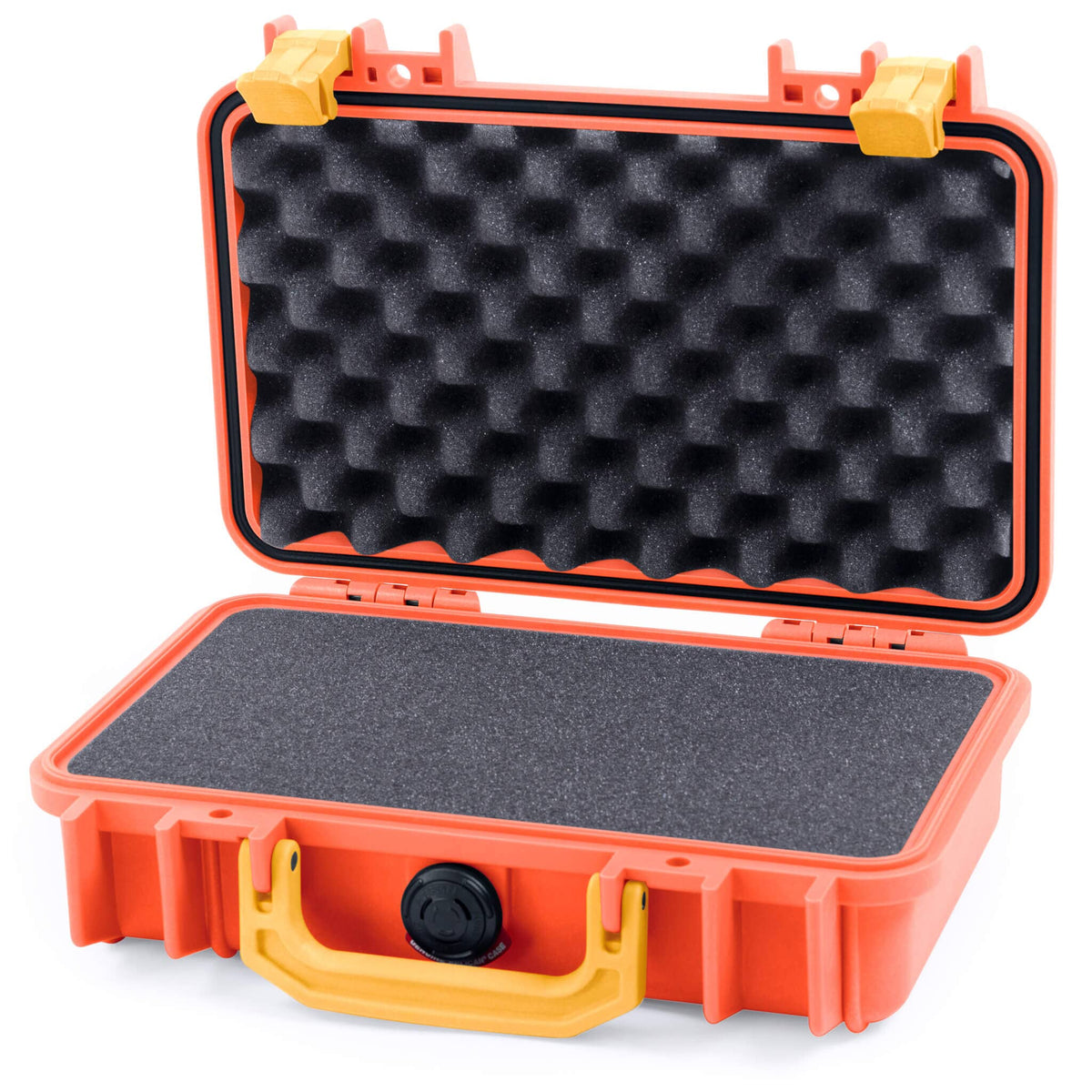 Pelican 1170 Case, Orange with Yellow Handle &amp; Latches Pick &amp; Pluck Foam with Convolute Lid Foam ColorCase 011700-0001-150-240